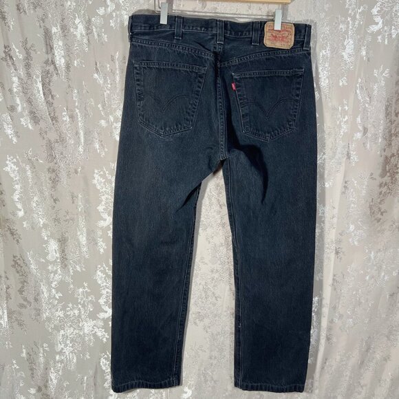 Levi's Original 501 Straight Leg Button Fly Black Jeans Denim Size 38 x 34 - Picture 3 of 5